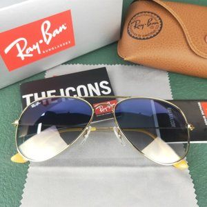 Ray-Ban Aviator Series Beauty Sunglasses Gradient Blue RB3025 🎄B18